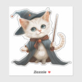 Magische Kat Tovenaar/Heks Sticker (Vel)