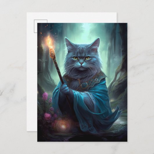 Magische kat Whimsical Fantasy Art Briefkaart (Voorkant / Achterkant)