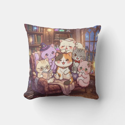 Magische Kattenbibliotheek Kussen (Voorkant)