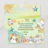 Magische kawaii caticorn kat eenhoorn kids verjaar bedankkaart (Voorkant / Achterkant)