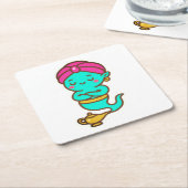 Magische Kawaii Djinn - Neon Spirit Kartonnen Onderzetters (Schuin)