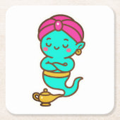 Magische Kawaii Djinn - Neon Spirit Kartonnen Onderzetters (Voorkant)