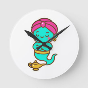 Magische Kawaii Djinn - Neon Spirit Ronde Klok