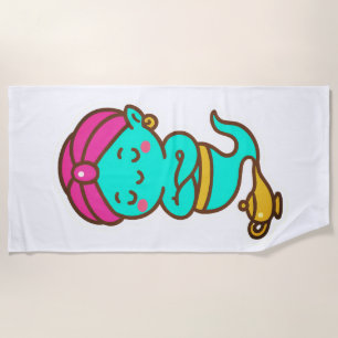 Magische Kawaii Djinn - Neon Spirit Strandlaken