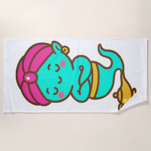 Magische Kawaii Djinn - Neon Spirit Strandlaken