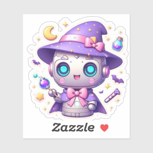 Magische Kawaii Robot Witch Vinyl Schattigee Paste Sticker (Vel)