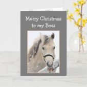 Magische kerst baas wenst wit paard kaart (Gele Bloem)