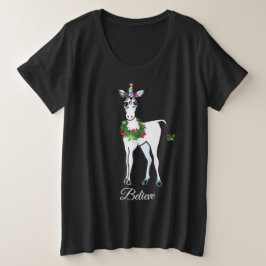Magische Kerst Eenhoorn gewoon geloven Grote Maat T-shirt