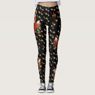 Magische Kerst Eenhoorn Gezicht Zwart Rood Goud Na Leggings