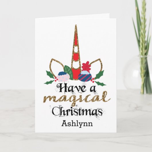Magische Kerst Eenhoorn Kaart (Voorkant)