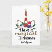 Magische Kerst Eenhoorn Kaart (Gele Bloem)