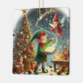 Magische kerst elf keramisch ornament (Links)
