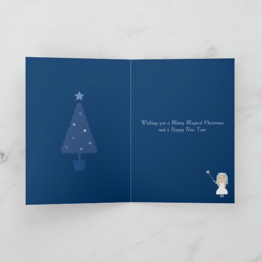 Magische kerst Fairy Princess & Tree Blue Kaart (Binnen)