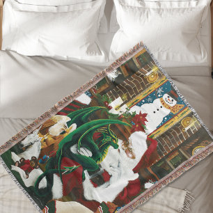 Magische Kerst Fantasie Kerstman Draak Yule Knus Deken