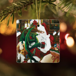 Magische Kerst Fantasie Kerstman Draak Yule Knus Keramisch Ornament