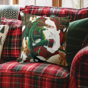 Magische Kerst Fantasie Kerstman Draak Yule Knus Kussen