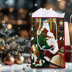 Magische Kerst Fantasie Kerstman Draak Yule Knus Medium Cadeauzakje