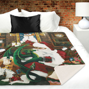 Magische Kerst Fantasie Kerstman Draak Yule Knus Sherpa Deken