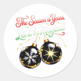 Magische Kerst Golden Glow & Sneeuwvlok Kerst Ronde Sticker
