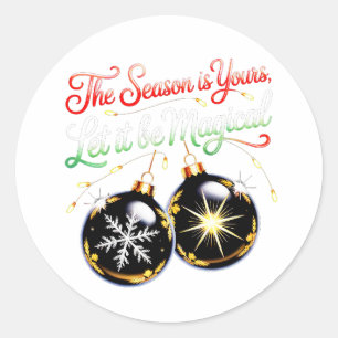 Magische Kerst Golden Glow & Sneeuwvlok Kerst Ronde Sticker
