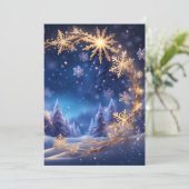 Magische kerst - gouden sneeuwvlokken, open huis kaart (Staand voorkant)
