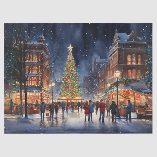 Magische kerst in de stad Decoupage Craft Paper Tissuepapier (Voorkant)