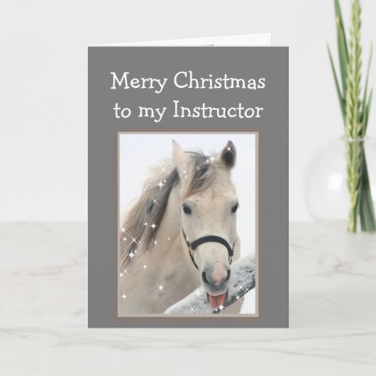 Magische Kerst instructeur wenst wit paard Kaart (Voorkant)