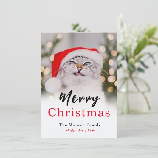 Magische Kerst Kat Foto Vakantie Kaart (Staand voorkant)