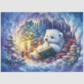 Magische kerst Polar Beer in Grot Decoupage Tissuepapier (Voorkant)