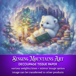 Magische kerst Polar Beer in Grot Decoupage Tissuepapier