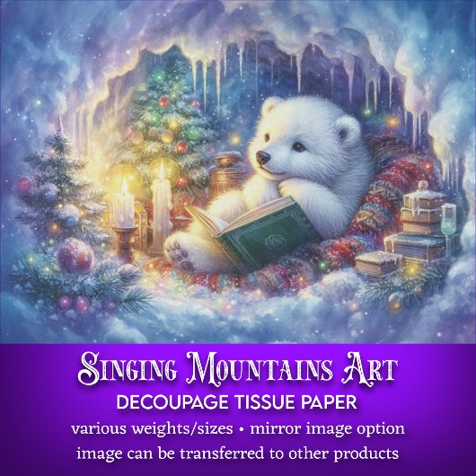Magische kerst Polar Beer in Grot Decoupage Tissuepapier