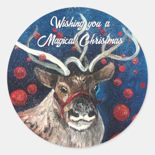 Magische Kerst Rendierstickers Ronde Sticker