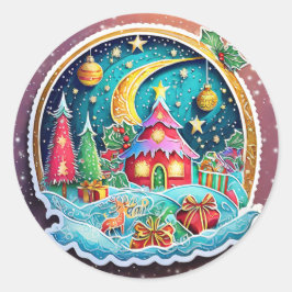 Magische kerst ronde sticker