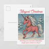 Magische kerst sprankelende eenhoorn feestdagenkaart (Voorkant / Achterkant)