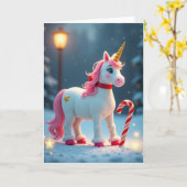 Magische Kerst Unicorn Kaart (Gele Bloem)