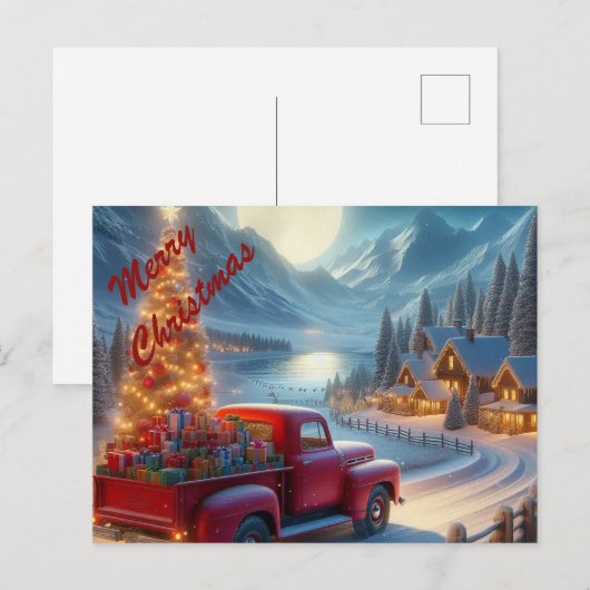 Magische kerstavond levering feestdagenkaart (Voorkant / Achterkant)