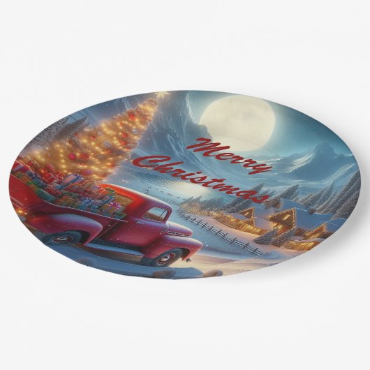 Magische kerstavond levering papieren bordje (Gekanteld)