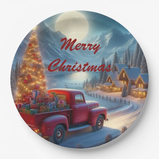 Magische kerstavond levering papieren bordje (Voorkant)