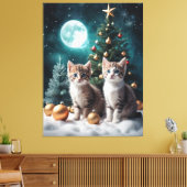 Magische kerstavond met Kittens van Tree Canvas Afdruk (Insitu (Woonkamer))