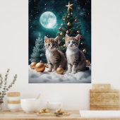 Magische kerstavond met Kittens van Tree Poster (Keuken)