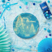 Magische kerstbomen Vrolijk Kerstfeest Papieren Bordje (Feest)