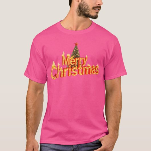 Magische kerstboom met vrolijke kerst retro t-shirt (Voorkant)