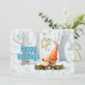 Magische Kerstbos Tomte Gnome Varkenssneeuw Feestdagenkaart (Staand voorkant)