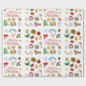 Magische kerstcadeauverpakking | Vakantie illustra Cadeaupapier (Vlak)