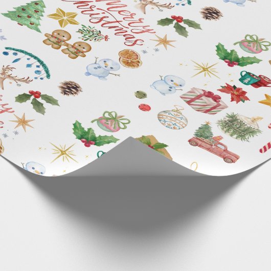 Magische kerstcadeauverpakking | Vakantie illustra Cadeaupapier (Hoek)