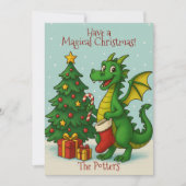 Magische Kerstdraak Feestdagenkaart (Voorkant)