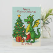 Magische Kerstdraak Feestdagenkaart (Staand voorkant)