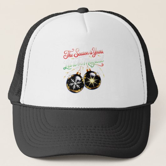 Magische Kerstelijke Knusse Gouden Gloed Muts Trucker Pet (Voorkant)