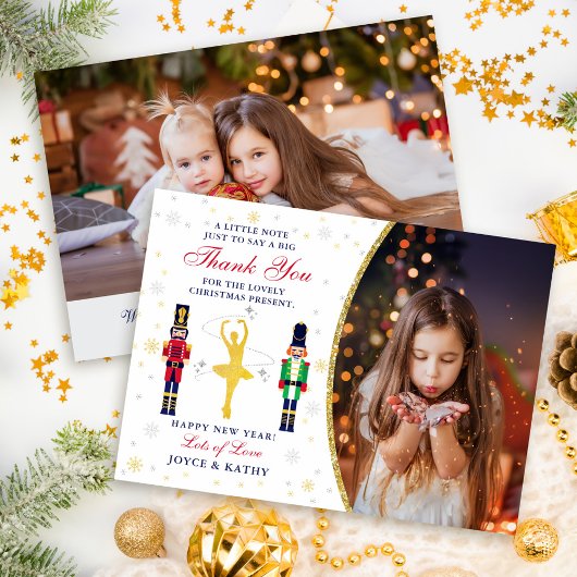 Magische kerstfeestdag Ballerina Nutkraker 2 Foto Bedankkaart