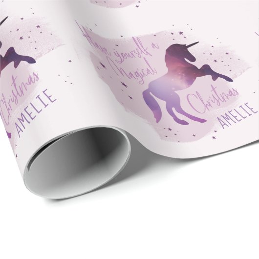 Magische kerstgalaxy unicorn cadeaupapier (Rol Hoek)